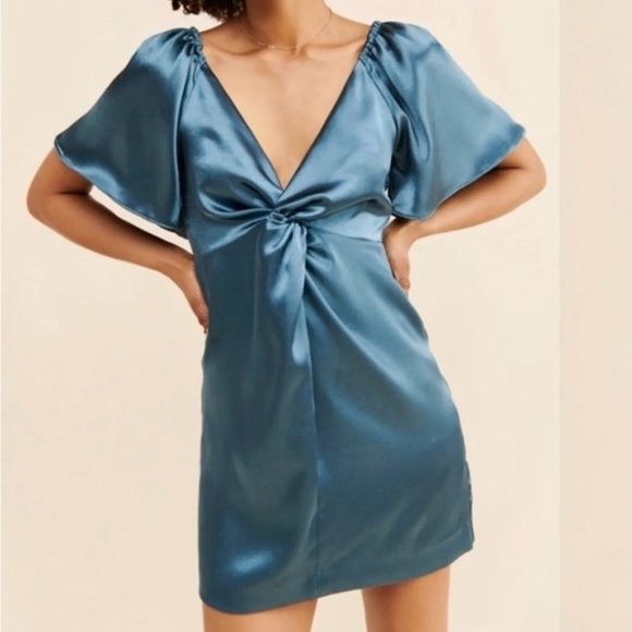hem mini dress Mini Dress with Bubble Hem and Spaghetti Straps L